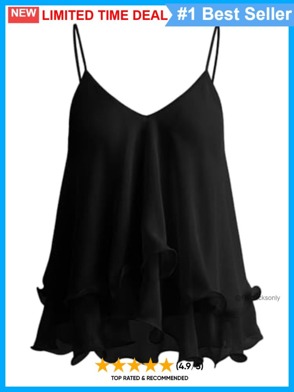 Ruffled Chiffon Camisole V Neck Spaghetti Strap Layered Tank Top